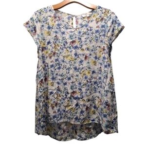 Kenar Floral Blouse Juniors XL Keyhole Back